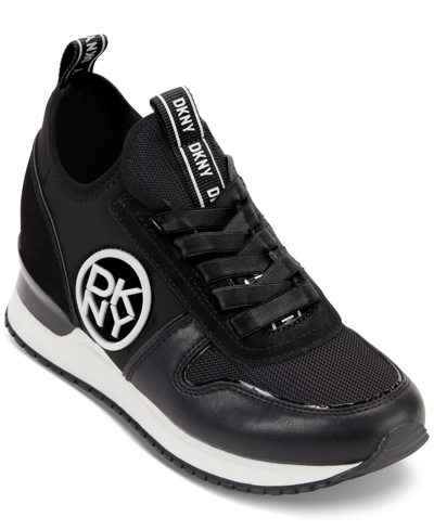 Shop Dkny Women's Sabatini Sneakers In Black/white