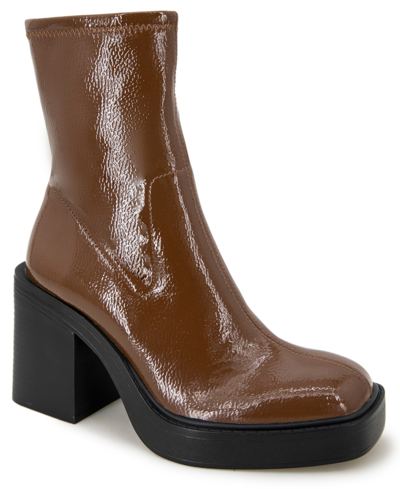 Kenneth Cole New York Women's Amber Platform Dress Booties Women's Shoes In Chocolate