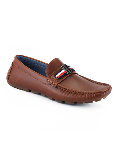 Shop Tommy Hilfiger Men's Atino Slip On Driver Shoes In Medium Brown