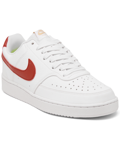 Shop Nike Women's Court Vision Low Next Nature Casual Sneakers From Finish Line In Summit White/cinnabar