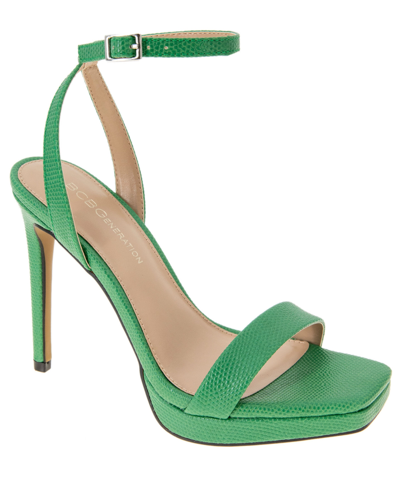 Shop Bcbgeneration Women's Caroline Platform Sandal In Lucky Green Lizard