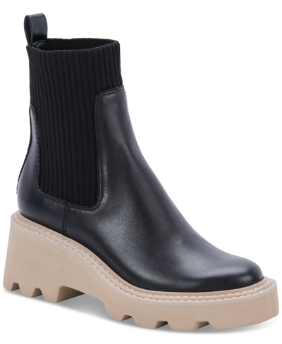 Shop Dolce Vita Women's Hoven H2o Lug-sole Boots Women's Shoes In Onyx Leather Ho
