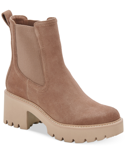 Shop Dolce Vita Women's Hawk H20 Lug Chelsea Booties In Mushroom Suede Ho