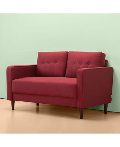 Shop Zinus Mikhail Mid-century Upholstered Loveseat In Ruby Red