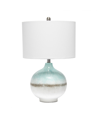 Shop Lalia Home Bayside Horizon Table Lamp With Fabric Shade In Aqua/brown White