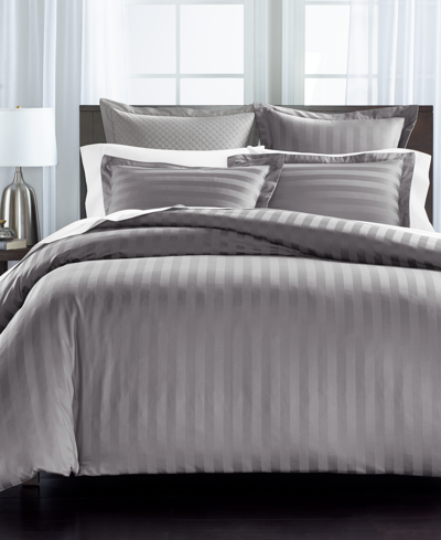 Shop Charter Club Damask Thin Stripe 550 Thread Count Pima Cotton 2-pc. Comforter Set, Twin, Created For Macy's In Smoke