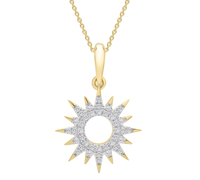 Shop Wrapped Diamond Sun Pendant Necklace (1/10 Ct. T.w.) In 14k Gold Created For Macy's (also Available In Black In White Diamond