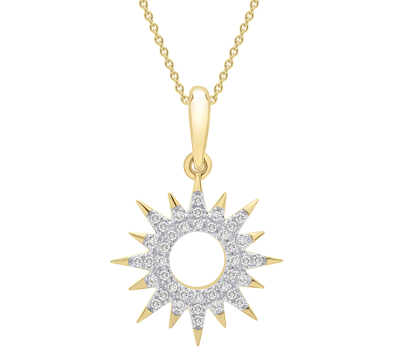 Wrapped Diamond Sun Pendant Necklace (1/10 Ct. T.w.) In 14k Gold Created For Macy's (also Available In Black In White Diamond