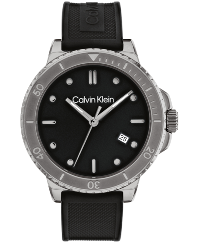 Shop Calvin Klein Men's Black Silicone Strap Watch 44mm