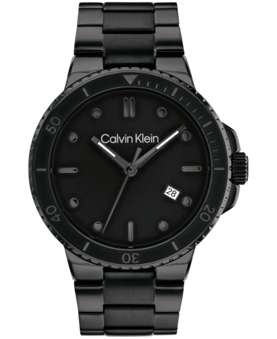 Shop Calvin Klein Men's Black Stainless Steel Bracelet Watch 44mm