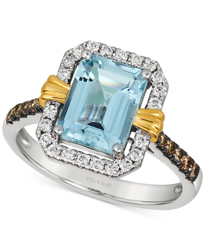 Le Vian Sea Blue Aquamarine (2 Ct. T.w.) & Diamond (3/8 Ct. T.w.) Ring In 14k Two-tone Gold In Aquamarine