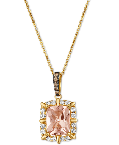 Shop Le Vian Peach Morganite (1-1/2 Ct. T.w.) & Diamond (1/4 Ct. T.w.) 20" Adjustable Pendant Necklace In 14k Gol
