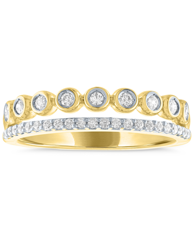 Shop Forever Grown Diamonds Lab-created Diamond Bezel Stack Look Ring (1/4 Ct. T.w.) In 14k Gold-plated Sterling Silver