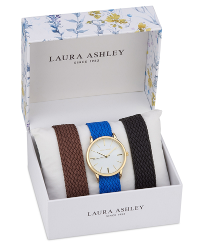 Shop Laura Ashley Women's Interchangeable Multi-colored Polyurethane Bands Watch 35mm Set