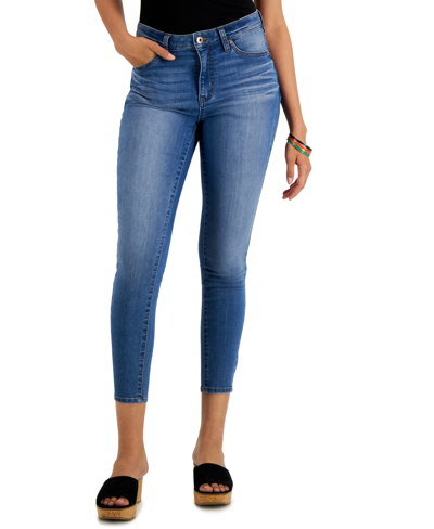 Shop Celebrity Pink Juniors' Curvy Distressed Skinny Ankle Jeans In Revel