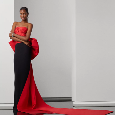 Ralph Lauren Arding Bow-train Silk Bustier Top In Classic Red | ModeSens