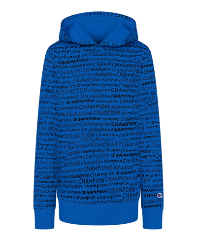 Champion Big Boys Hand Drawn Aop Fleece Hoodie In Bozetto Blue black ModeSens