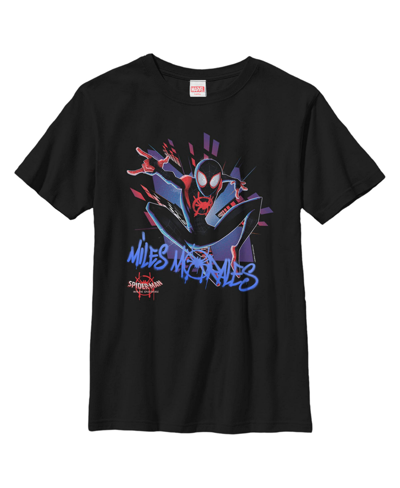 Shop Marvel Boy's  Spider-man: Into The Spider-verse Miles Graffiti Child T-shirt In Black