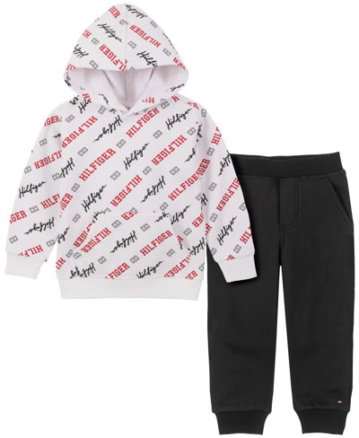 Tommy Hilfiger Toddler Boys Logo-print Fleece Hoodie And Joggers, 2-piece  Set In White | ModeSens