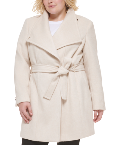 Calvin Klein Women's Plus Size Asymmetrical Belted Wrap Coat, Created For  Macy's In Nude | ModeSens