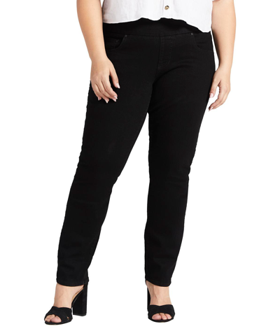 Shop Jag Plus Size Nora Mid Rise Skinny Pull-on Jeans In Black Void
