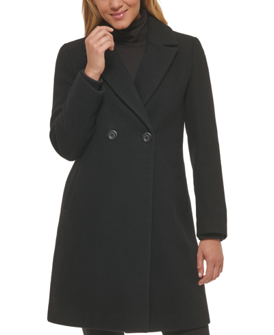 Calvin Klein Women's Double-breasted Reefer Coat In Black | ModeSens