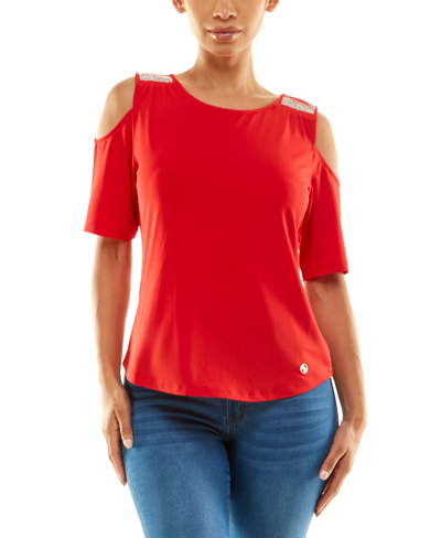 Shop Adrienne Vittadini Women's Elbow Sleeve Top In Festive Red