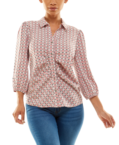Shop Adrienne Vittadini Women's Button Front Blouse In Anthony Geo
