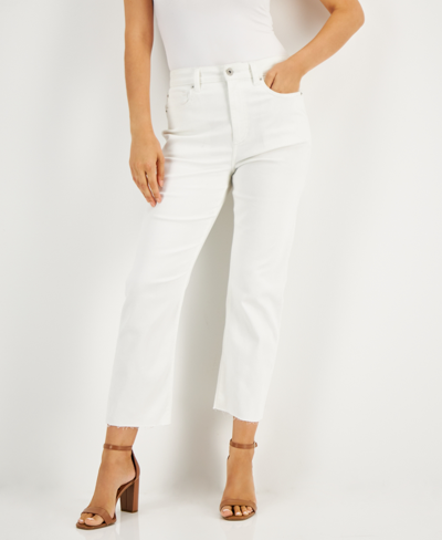 Shop Inc International Concepts Women's Raw-hem High-rise Jeans, Created For Macy's In White