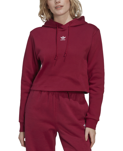 Shop Adidas Originals Women's Adicolor Essentials Cropped Hoodie In Legacy Burgundy