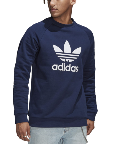Adidas Originals Adidas Men's Adicolor Classics Trefoil Crewneck Sweatshirt  In Night Indigo / Wht | ModeSens