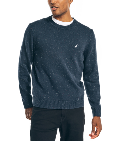 Shop Nautica Men's Sustainably Crafted Donegal Speckle Crewneck Sweater In Navy