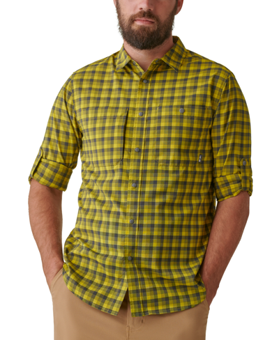 Shop Bass Outdoor Men's Compass Stretch Plaid Button-down Tech Shirt In Magnet