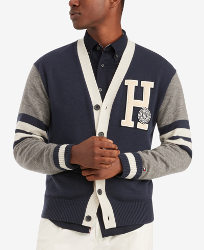 Tommy Hilfiger Men's Adaptive Mike Varsity Cardigan In Navy