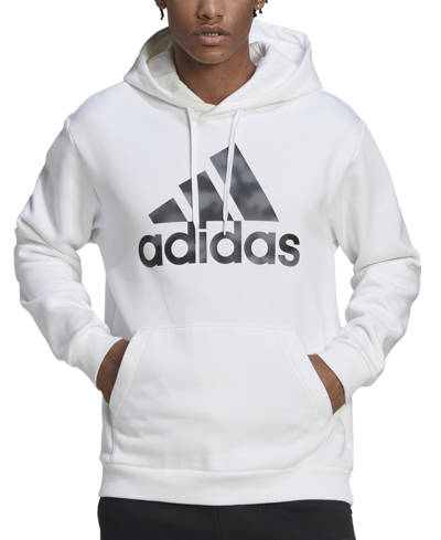 Shop Adidas Originals Adidas Men's Loose-fit Camo Logo-graphic Hoodie In White/gray
