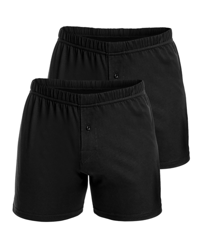 Shop Stanfield's Men's Premium Cotton Knit Boxers, Pack Of 2 In Black