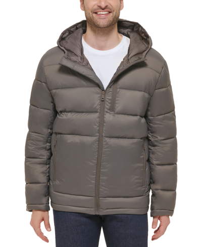 Shop Cole Haan Men's Lightweight Hooded Puffer Jacket In Charcoal