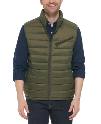 Shop Cole Haan Men's Zip-front Puffer Vest In Army Green