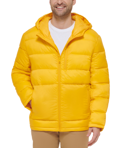 Shop Cole Haan Men's Lightweight Hooded Puffer Jacket In Yellow