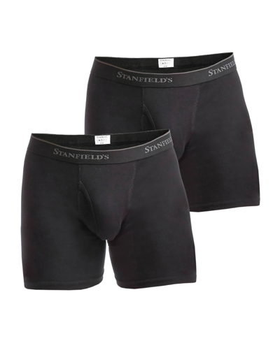 Shop Stanfield's Men's Supreme Cotton Blend Boxer Briefs, Pack Of 2 In Black