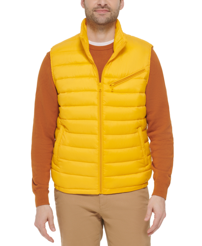 Shop Cole Haan Men's Zip-front Puffer Vest In Yellow