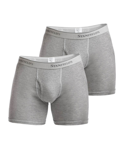 Shop Stanfield's Men's Supreme Cotton Blend Boxer Briefs, Pack Of 2 In Gray Mix
