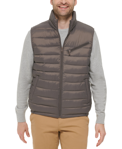 Shop Cole Haan Men's Zip-front Puffer Vest In Charcoal