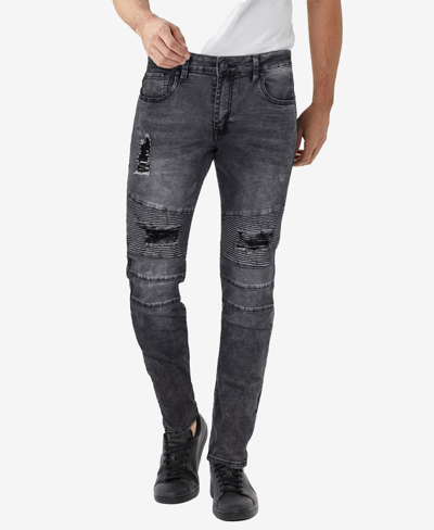 Shop X-ray Men's Rawx Slim Fit Moto Detail Stretch Jeans In Black Wash
