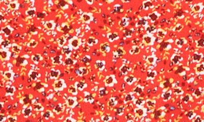 Chaus Floral Puff Sleeve Jersey Blouse In Red