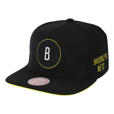 Shop Mitchell & Ness Black Brooklyn Nets Lightning Strike Snapback Adjustable Hat