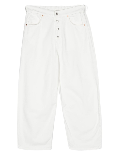 Shop Mm6 Maison Margiela Exposed-buttons Straight Leg Jeans In White