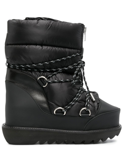 Shop Sacai Quilted Lace-up Ankle Boots In Black