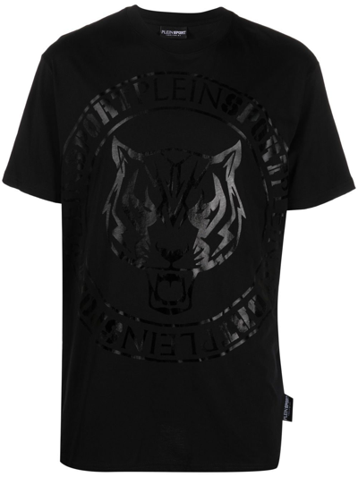 Shop Plein Sport Tiger Logo-print T-shirt In Black