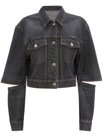 Shop Jw Anderson Cut-out Sleeve Trucker Jacket In 灰色